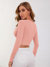 Surplice Neck Rib knit Crop Tee