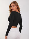Surplice Neck Rib knit Crop Tee