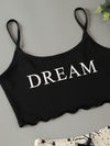Letter Galaxy Print Scallop Trimed Crop Cami Top Shorts PJ Set