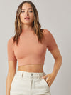 BASICS Mock Neck Rib knit Crop Top