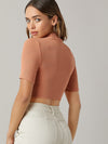 BASICS Mock Neck Rib knit Crop Top