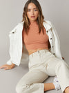 BASICS Mock Neck Rib knit Crop Top