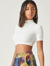 BASICS Mock Neck Rib knit Crop Top