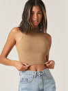 BASICS Mock Neck Crop Tank Top