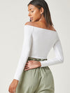 BASICS Cotton Off Shoulder Rib knit Crop Tee