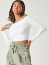 BASICS Cotton Off Shoulder Rib knit Crop Tee