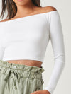 BASICS Cotton Off Shoulder Rib knit Crop Tee