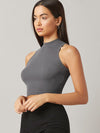 BASICS Mock Neck Crop Tank Top