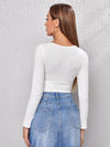 Surplice Neck Rib knit Crop Tee