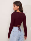 Tied Cutout Back Crop Tee