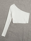 One Shoulder Rib knit Crop Top
