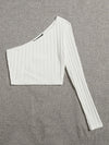 One Shoulder Rib knit Crop Top