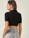 BASICS Mock Neck Rib knit Crop Top