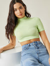 BASICS Mock Neck Rib knit Crop Top