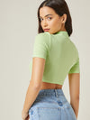 BASICS Mock Neck Rib knit Crop Top