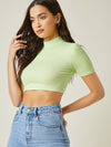 BASICS Mock Neck Rib knit Crop Top