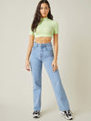 BASICS Mock Neck Rib knit Crop Top