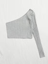 One Shoulder Rib knit Crop Top