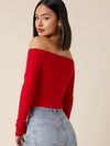 BASICS Cotton Off Shoulder Rib knit Crop Tee