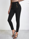 Double Button Solid Skinny Pants