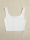 EZwear F Notched Neck Button Front Cropped Tank Top