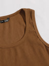 Rib knit Tank Top Drawstring Waist Sweatpants Set