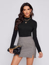 BASICS Mock Neck Rib knit Top