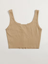 EZwear F Notched Neck Button Front Cropped Tank Top