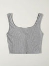 EZwear F Notched Neck Button Front Cropped Tank Top