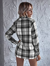 Tartan Plaid Button Up Longline Shirt