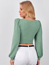 priv Sweetheart Neck Lantern Sleeve Crop Top