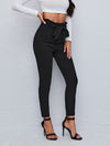 Paperbag Waist Dual Pocket Belted Skinny Pants