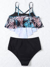 Tropical Flounce High Waist Bikini Swimsuit