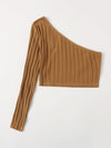 One Shoulder Rib knit Crop Top