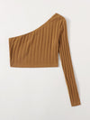 One Shoulder Rib knit Crop Top