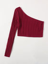 One Shoulder Rib knit Crop Top