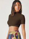 BASICS Mock Neck Rib knit Crop Top