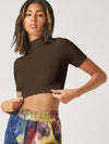 BASICS Mock Neck Rib knit Crop Top