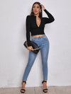 Zip Half Placket Rib knit Tee