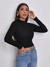 Zip Half Placket Rib knit Tee