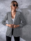 Open Front Houndstooth Blazer