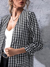 Open Front Houndstooth Blazer