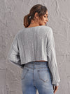 Notch Neck Drop Shoulder Crop Tee