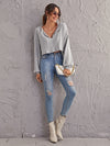 Notch Neck Drop Shoulder Crop Tee