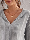 Notch Neck Drop Shoulder Crop Tee