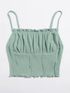 Frill Trim Ruched Front Rib knit Cami Top