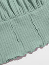 Frill Trim Ruched Front Rib knit Cami Top