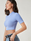 BASICS Mock Neck Rib knit Crop Top