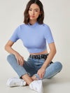 BASICS Mock Neck Rib knit Crop Top