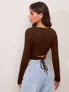 Tied Cutout Back Crop Tee